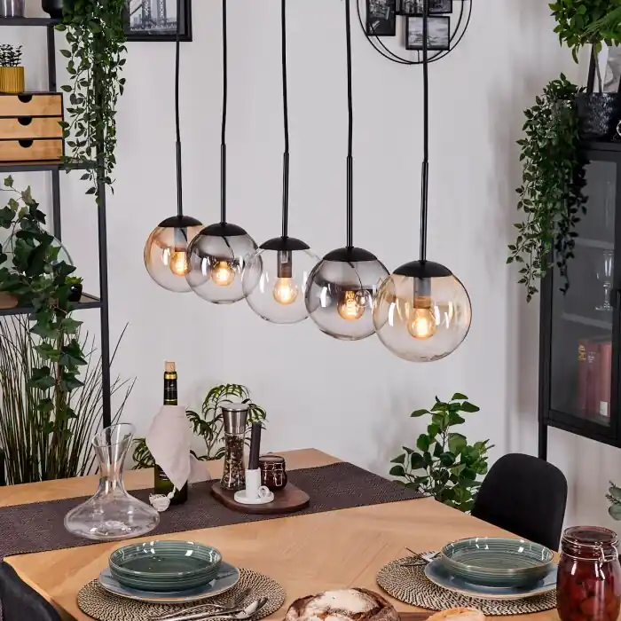 Exclusieve Aanbieding Gastor Hanglamp, Kogellampje, Hanglamp Amber, Duidelijk, Rookkleurig, 5-lichts