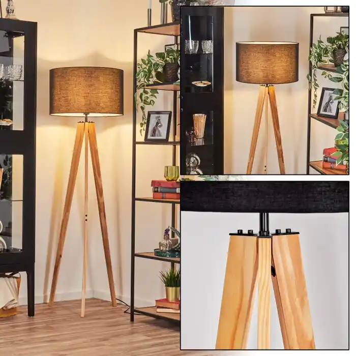 Flemming Staande lamp Natuurlijke kleuren, Zwart, 1-licht Snelle Levering