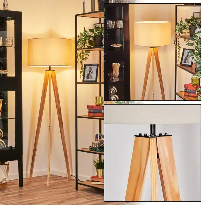 Koopje Flemming Staande lamp Natuurlijke kleuren, Zwart, 1-licht