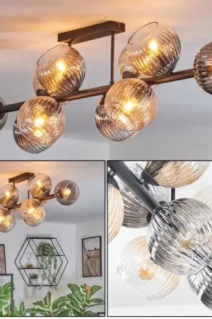 Weekendaanbieding Koyoto Plafondlamp, Kogellampje Duidelijk, Rookkleurig, 10-lichts