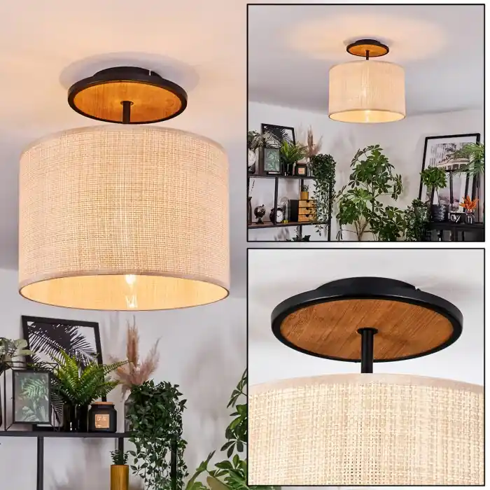 Direct Beschikbaar Sabadim Plafondlamp Natuurlijke kleuren, Zwart, 1-licht