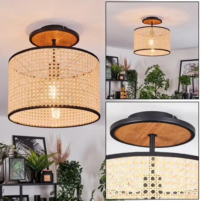 Beperkt Aanbod Ramila Plafondlamp Natuurlijke kleuren, Zwart, 1-licht