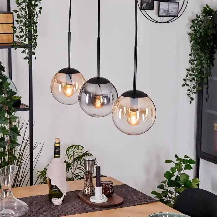 Gastor Hanglamp, Kogellampje, Hanglamp Amber, Duidelijk, Rookkleurig, 3-lichts Meest Verkocht
