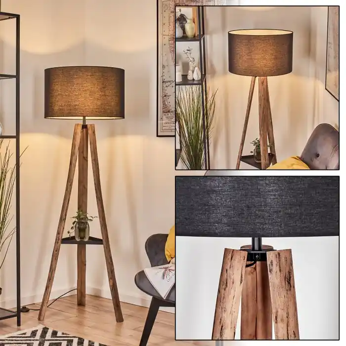 Hete Deal Flemming Staande lamp Natuurlijke kleuren, Zwart, 1-licht