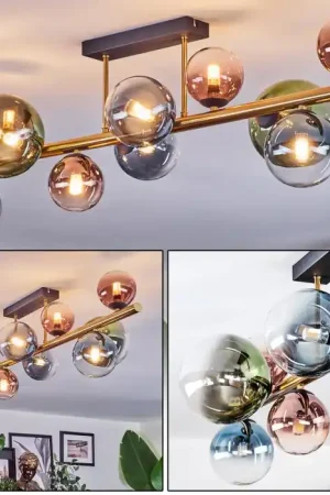 Weekendaanbieding Chehalis Plafondlamp, Kogellampje Goud, Zwart, 10-lichts