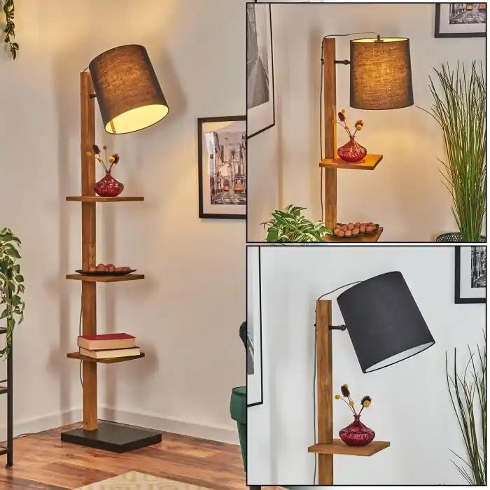 Venor Staande lamp Donkerbruin, Natuurlijke kleuren, Zwart, 1-licht Actieprijs
