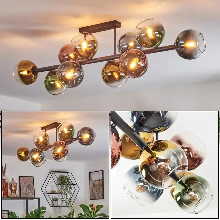 Koyoto Plafondlamp, Kogellampje Blauw, Goud, Groen, Duidelijk, Koperkleurig, 10-lichts Laatste Kans