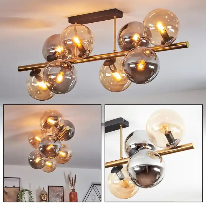 Gastor Plafondlamp, Kogellampje Goud, Zwart, 8-lichts Bestel Nu