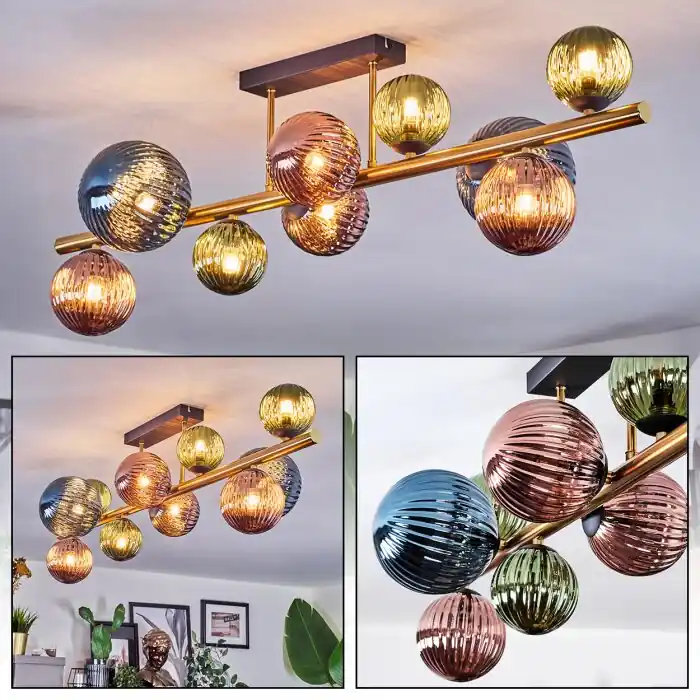 Gereduceerde Prijs Chehalis Plafondlamp, Kogellampje Goud, Zwart, 10-lichts