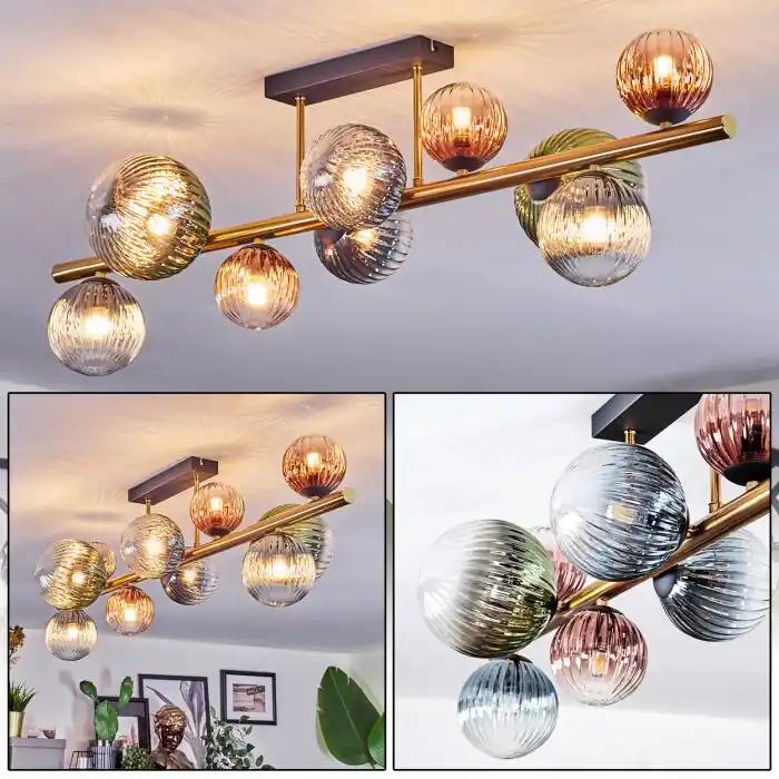 Tijdelijk Beschikbaar Chehalis Plafondlamp, Kogellampje Goud, Zwart, 10-lichts