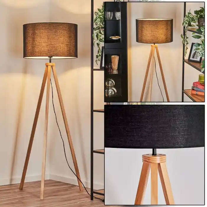 Flitsaanbieding Flemming Staande lamp Natuurlijke kleuren, Zwart, 1-licht
