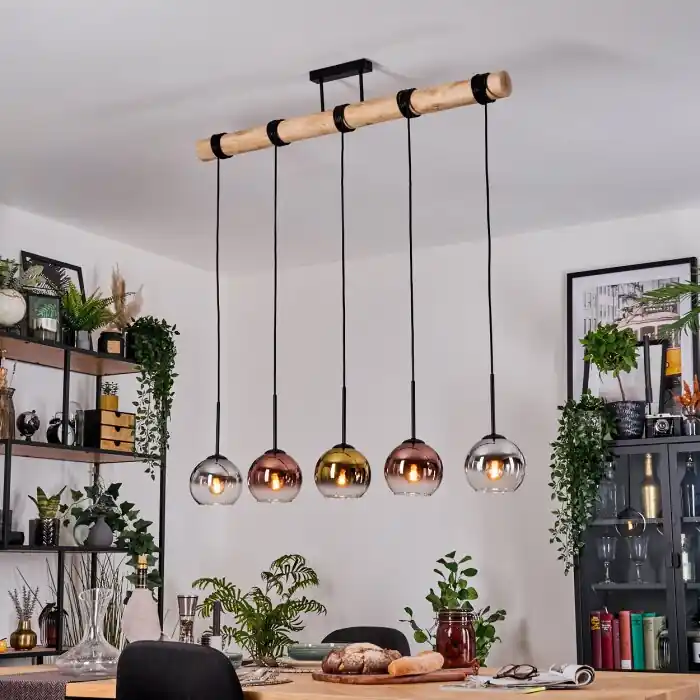 Koyoto Hanglamp, Kogellampje, Hanglamp Natuurlijke kleuren, Zwart, 5-lichts Bestseller