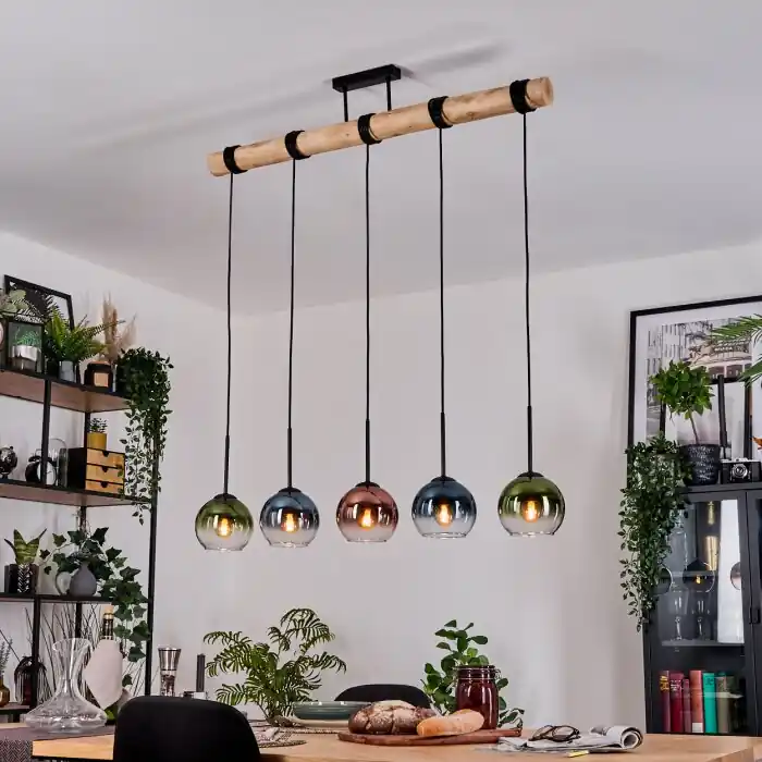 Koyoto Hanglamp, Kogellampje, Hanglamp Natuurlijke kleuren, Zwart, 5-lichts Meest Verkocht