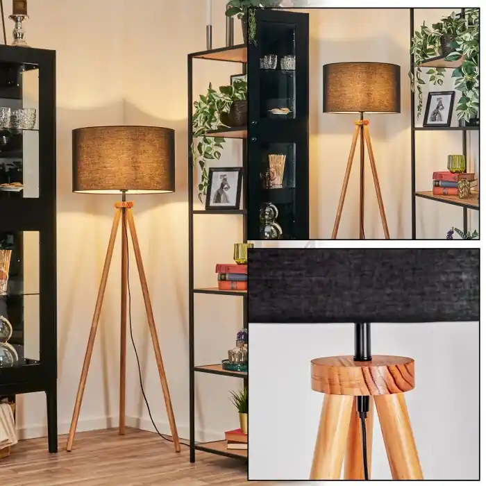 Direct Beschikbaar Flemming Staande lamp Natuurlijke kleuren, Zwart, 1-licht