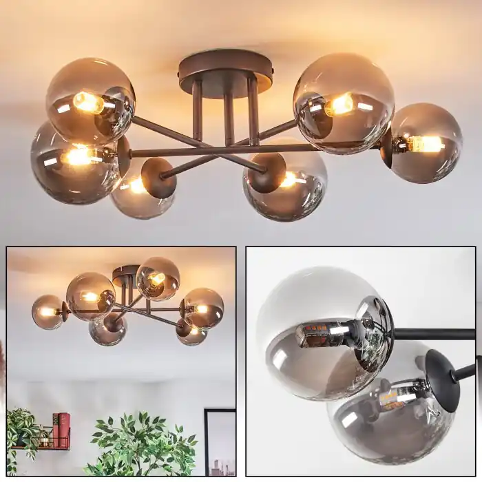 Chehalis Plafondlamp, Kogellampje 18 cm Rookkleurig, 6-lichts Must-Have