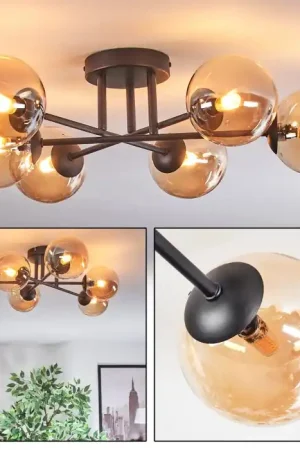 Aanbieding Chehalis Plafondlamp, Kogellampje 18 cm Amber, 6-lichts