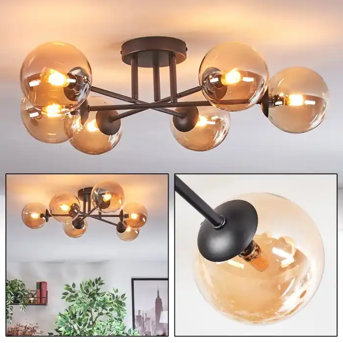 Aanbieding Chehalis Plafondlamp, Kogellampje 18 cm Amber, 6-lichts
