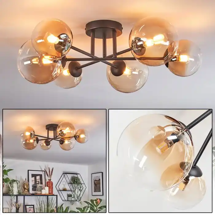 Chehalis Plafondlamp, Kogellampje 60 cm Amber, Duidelijk, 6-lichts Must-Have
