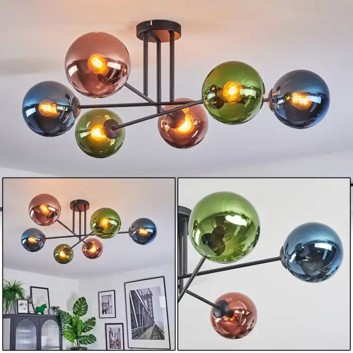 Gastor Plafondlamp, Kogellampje 80 cm Blauw, Groen, Koperkleurig, 6-lichts Lage Prijs