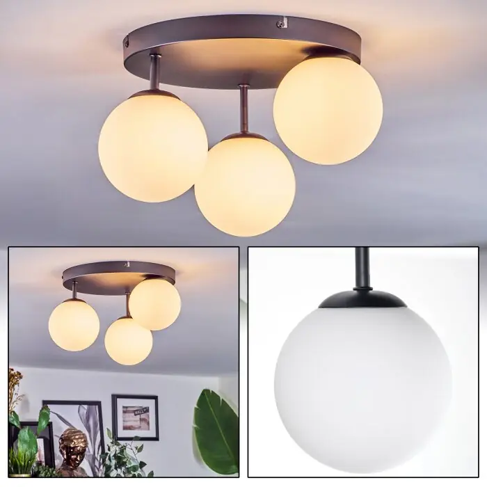 Laatste Kans Chehalis Plafondlamp, Kogellampje Wit, 3-lichts
