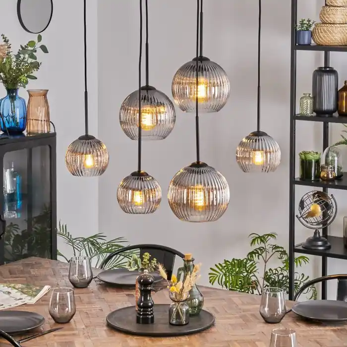 Koyoto Hanglamp, Kogellampje, Hanglamp Duidelijk, Rookkleurig, 6-lichts Aanbieding