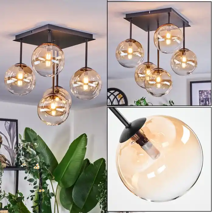 Op = Op Chehalis Plafondlamp, Kogellampje Amber, Duidelijk, 5-lichts
