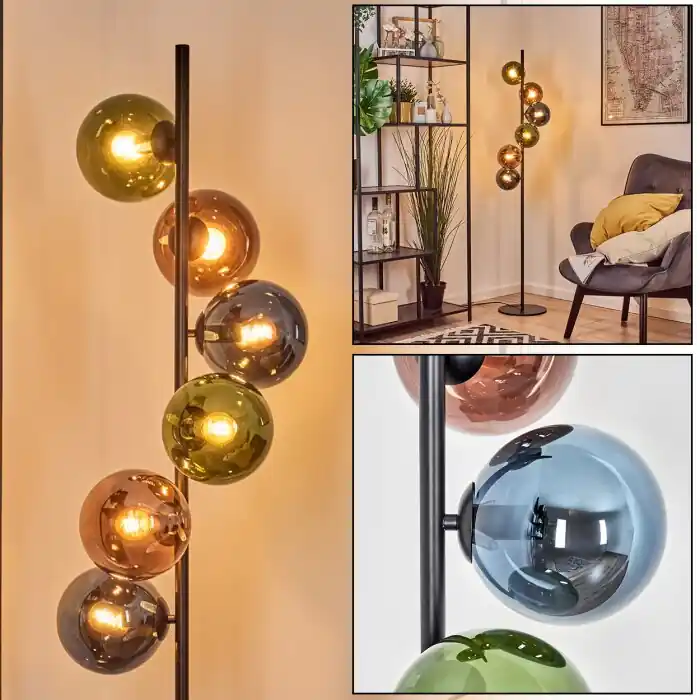 Populair Gastor Kogellampje, Staande lamp 34 cm Blauw, Groen, Koperkleurig, 6-lichts