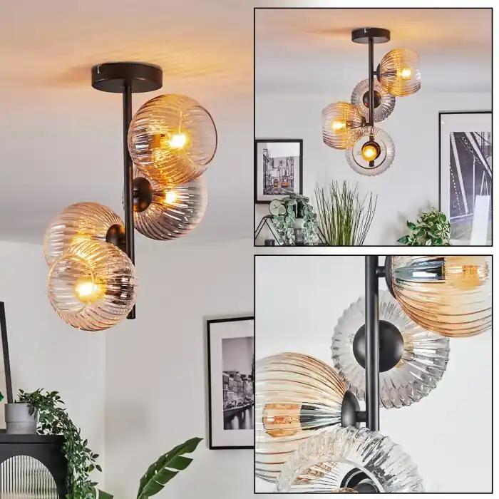 Betrouwbaar Koyoto Plafondlamp, Kogellampje 31 cm Amber, Duidelijk, Rookkleurig, 4-lichts