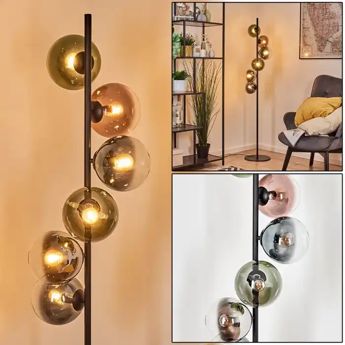 Gastor Kogellampje, Staande lamp 34 cm Blauw, Chroom, Groen, Duidelijk, Koperkleurig, Rookkleurig, 6-lichts Weekendaanbieding