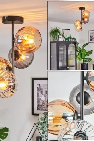 Weekendaanbieding Koyoto Plafondlamp, Kogellampje 31 cm Amber, Duidelijk, Rookkleurig, 4-lichts
