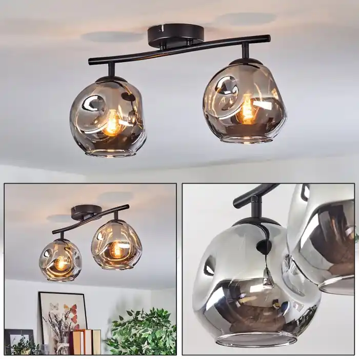 Nu Kopen Ripoll Plafondlamp, Kogellampje Rookkleurig, 2-lichts