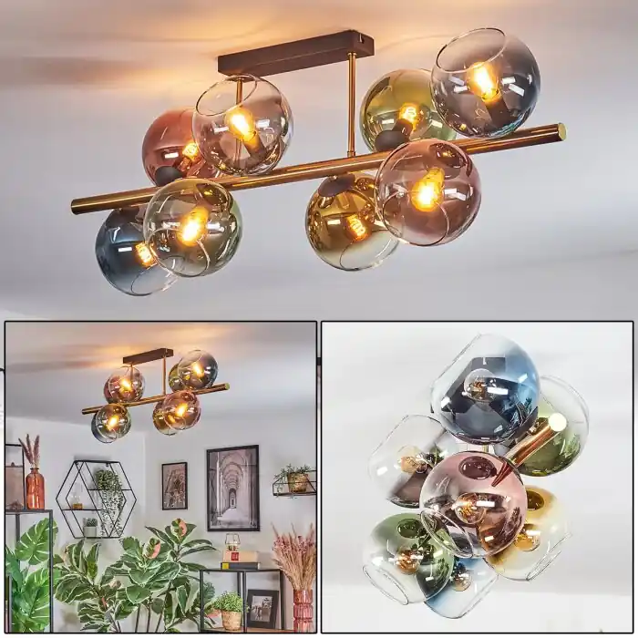 Nu Kopen Koyoto Plafondlamp, Kogellampje Goud, Zwart, 8-lichts