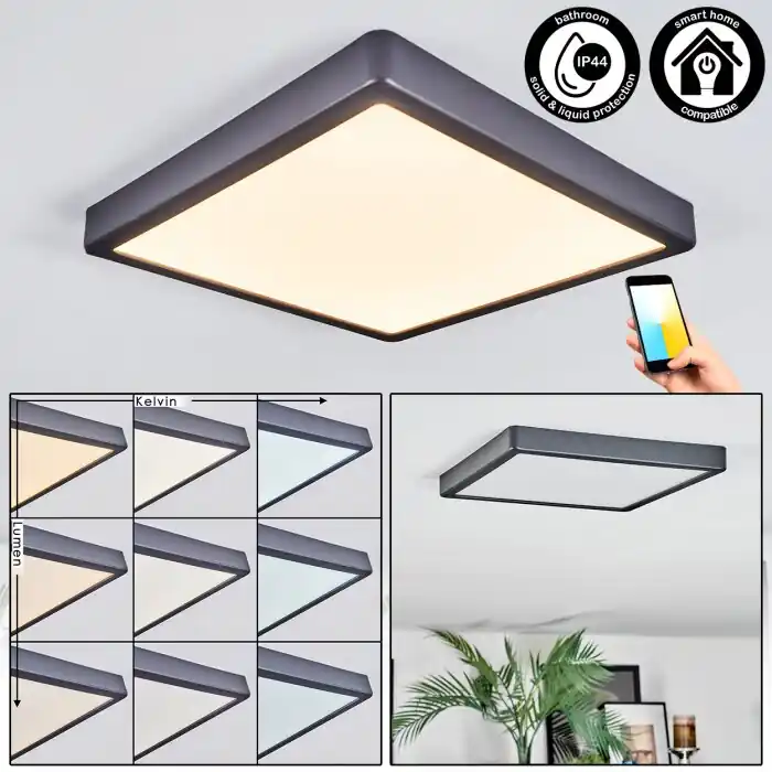 Finsrud Plafondlamp, Paneel LED Zwart, 1-licht Laatste Versie