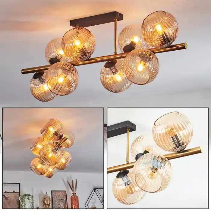 Koyoto Plafondlamp, Kogellampje Goud, Zwart, 8-lichts Veilige Betaling