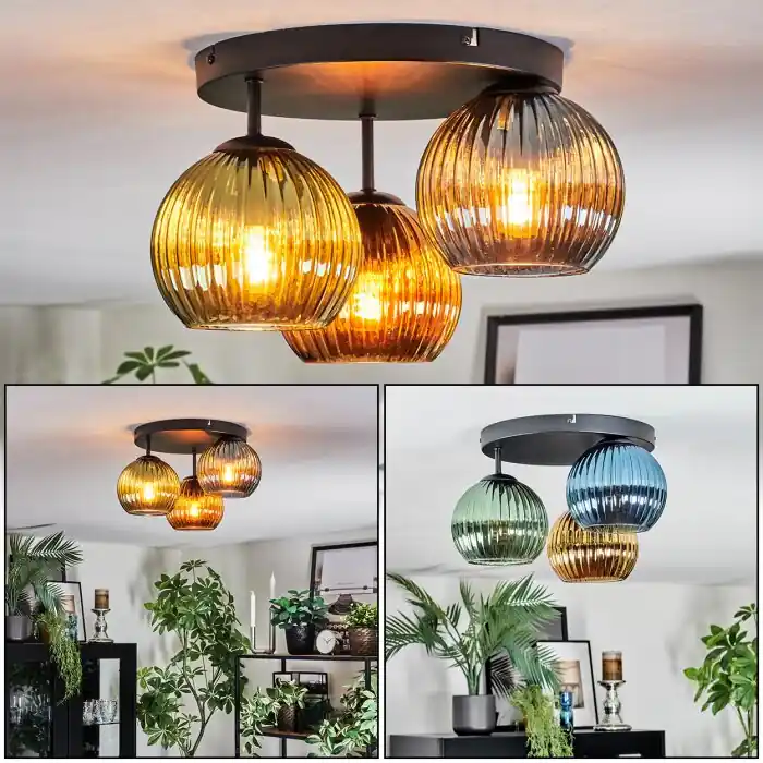 Koyoto Plafondlamp, Kogellampje Blauw, Goud, Groen, 3-lichts Bestseller