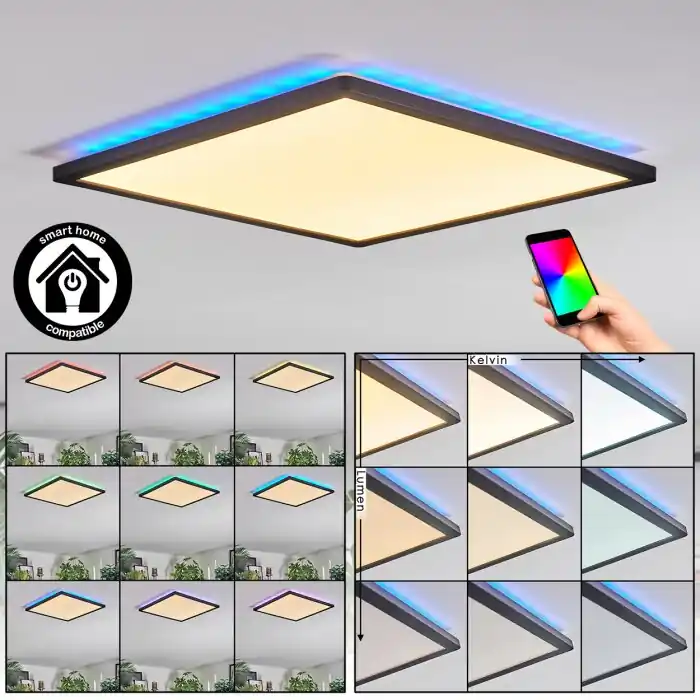 Bestseller Zuren Plafondlamp, Paneel LED Zwart, 1-licht, Kleurwisselaar