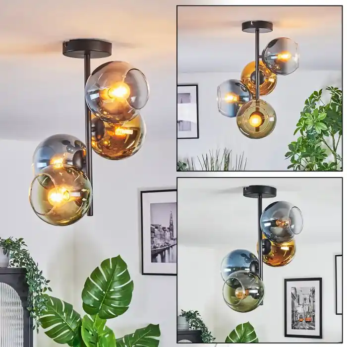 Koyoto Plafondlamp, Kogellampje 31 cm Blauw, Goud, Groen, Duidelijk, 4-lichts Uitverkoop