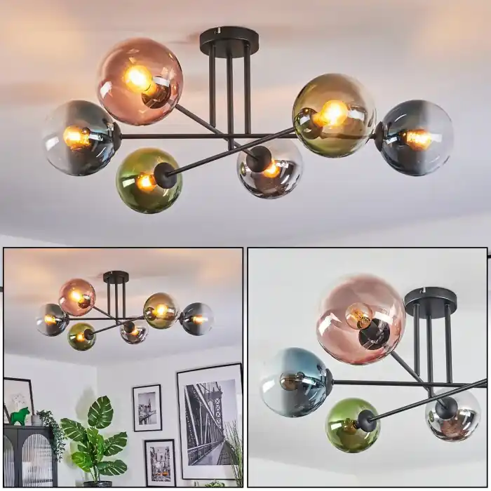 Meest Verkocht Gastor Plafondlamp, Kogellampje 80 cm Blauw, Chroom, Groen, Duidelijk, Koperkleurig, Rookkleurig, 6-lichts