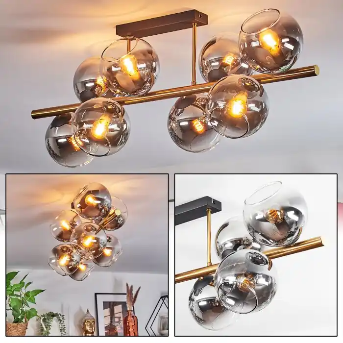 Bestseller Koyoto Plafondlamp, Kogellampje Goud, Zwart, 8-lichts