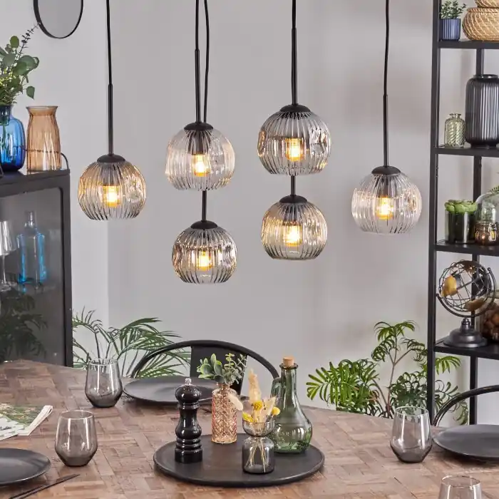 Nu Kopen Ripoll Hanglamp, Kogellampje, Hanglamp Amber, Duidelijk, Rookkleurig, 6-lichts