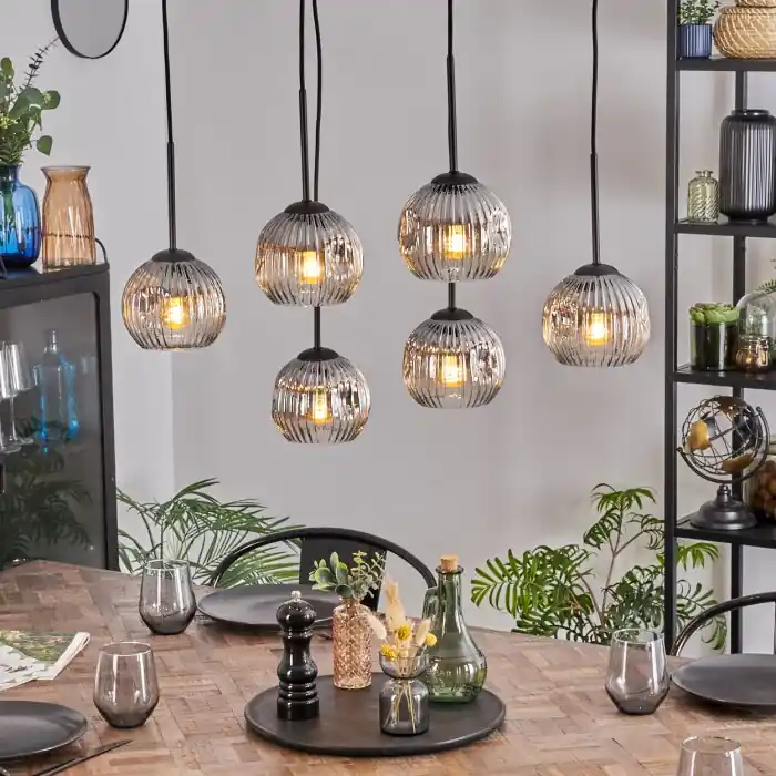 Populair Ripoll Hanglamp, Kogellampje, Hanglamp Chroom, Duidelijk, Rookkleurig, 6-lichts