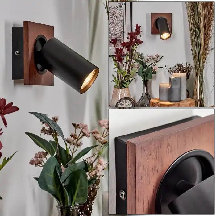 Dalan Wandlamp, Muurspot LED Natuurlijke kleuren, Zwart, 1-licht Actieprijs
