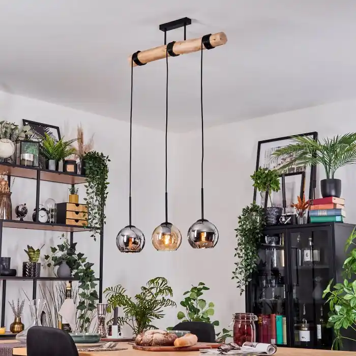 Laatste Kans Koyoto Hanglamp, Kogellampje, Hanglamp Natuurlijke kleuren, Zwart, 3-lichts