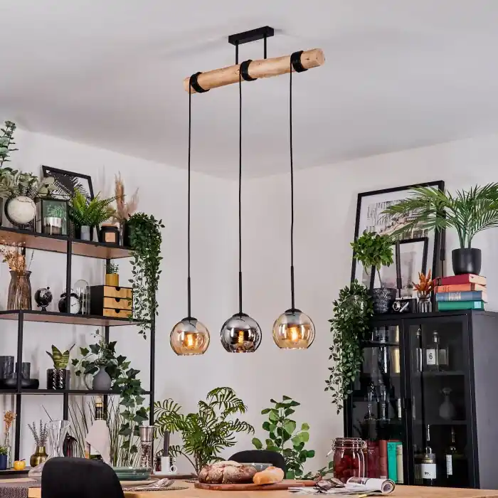 Laatste Kans Koyoto Hanglamp, Kogellampje, Hanglamp Natuurlijke kleuren, Zwart, 3-lichts