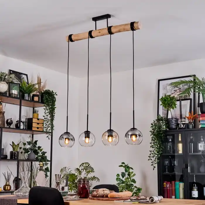 Tijdelijk Beschikbaar Koyoto Hanglamp, Kogellampje, Hanglamp Natuurlijke kleuren, Zwart, 4-lichts