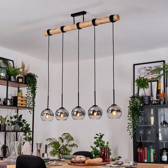 Gecertificeerd Koyoto Hanglamp, Kogellampje, Hanglamp Natuurlijke kleuren, Zwart, 5-lichts