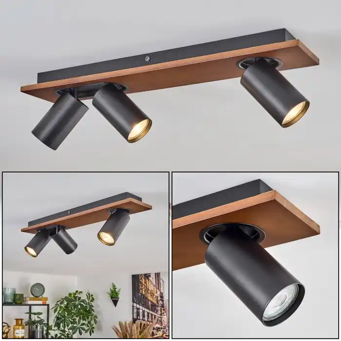 Koopje Dalan Plafondlamp, Plafondspot LED Natuurlijke kleuren, Zwart, 3-lichts