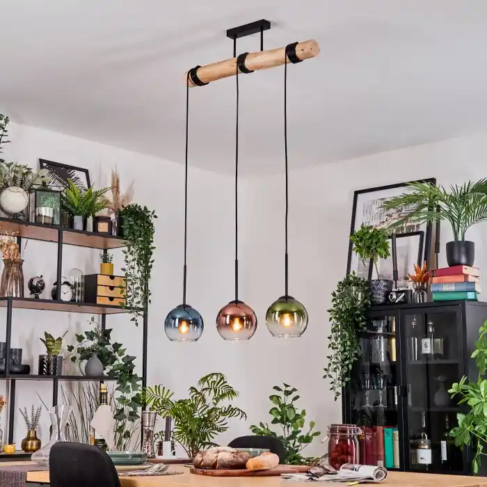 Lage Prijs Koyoto Hanglamp, Kogellampje, Hanglamp Natuurlijke kleuren, Zwart, 3-lichts