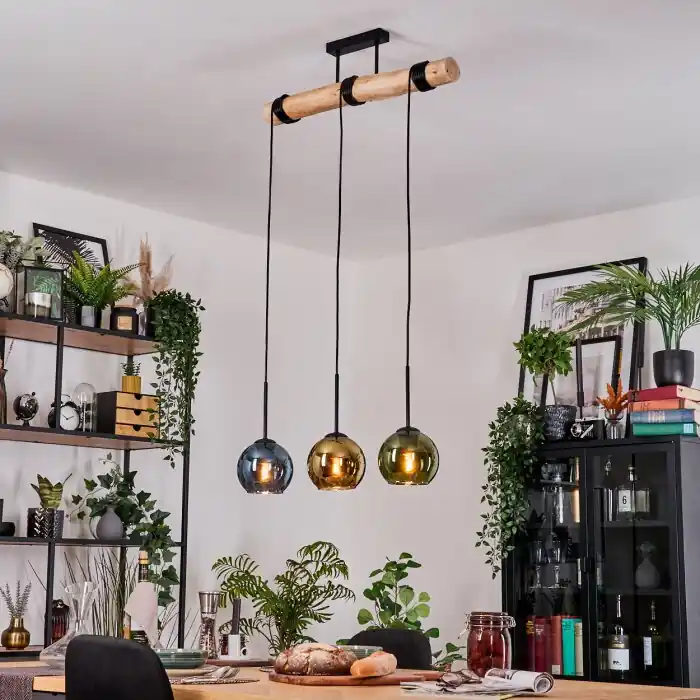 Koyoto Hanglamp, Kogellampje, Hanglamp Natuurlijke kleuren, Zwart, 3-lichts Rechtstreeks Van De Fabrikant