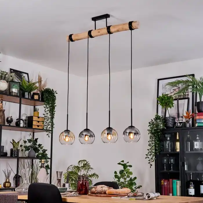 Superprijs Koyoto Hanglamp, Kogellampje, Hanglamp Natuurlijke kleuren, Zwart, 4-lichts